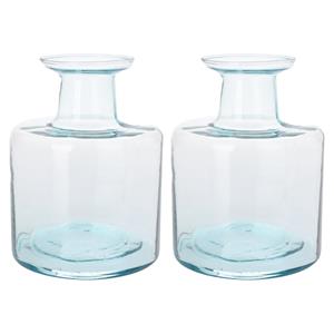 H&S Collection Bloemenvaas Umbrie - 2x - Gerecycled glas - transparant - D15 x H21 cm -