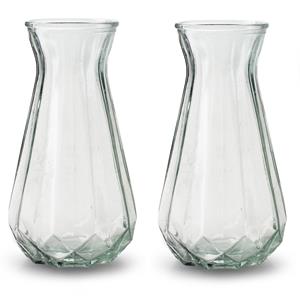 Jodeco 2x Stuks Bloemenvazen - helder/transparant glas - H24 x D13.5 cm -