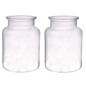 2x Ronde vaas/vazen van glas 25 x 19 cm -