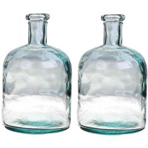 Bellatio Bloemenvaas - 2x - helder - transparant gerecycled glas - D15 x H24 cm -