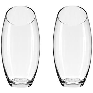 Atmosphera Bloemenvaas - 2x - Ovaal model - transparant - glas - H23 x D14 cm -