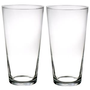 2x Conische vaas glas 30 cm -