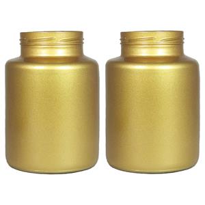 Floran Set van 2x bloemenvazen - mat goud glas - H20 x D14.5 cm -