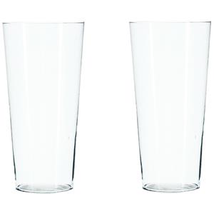 Atmosphera Bloemenvaas - 2x - Conisch model - transparant - glas - H30 x D14 cm -