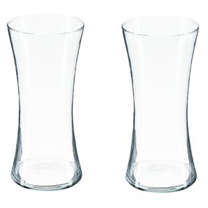 Atmosphera Bloemenvaas - 2x - Taps model - transparant - glas - H30 x D14 cm -