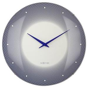 NeXtime Grote Wandklok 50cm Koepelvormig Glas Lens-Stil-Blauw-Glas-