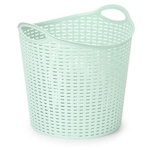 PlasticForte Gevlochten wasmand/opbergmand - flexibel - lichtgroen - 27 liter - rond - kunststof -