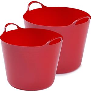 Whitefurze Flexibele emmers - 2x stuks - 14 liter en 26 liter - rood -