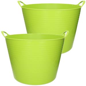 2x stuks flexibele kuip emmer/wasmand rond fel groen 43 liter -