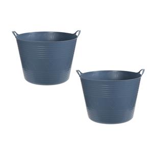 2x stuks flexibele kuip emmers/wasmanden rond blauw 43 liter -