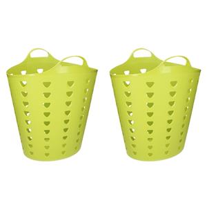 Set van 2x stuks groene wasmand flexibel 60 liter -