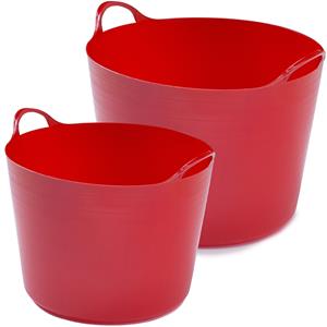 Whitefurze Flexibele emmers - 2x stuks - 14 liter en liter - rood -