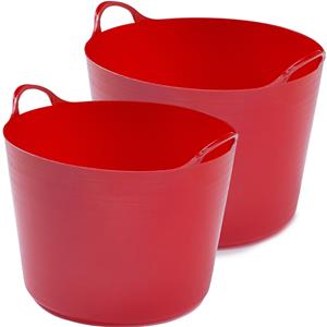 Whitefurze Flexibele emmers - 2x stuks - 26 liter en liter - rood -