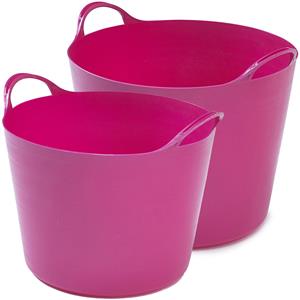 Whitefurze Flexibele emmers - 2x stuks - 26 liter en liter - roze -