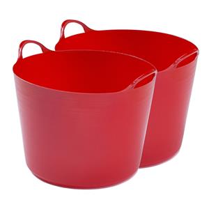 Whitefurze 2x stuks flexibele emmers - liter - Kunststof - Rood - 43 x 49 x cm -