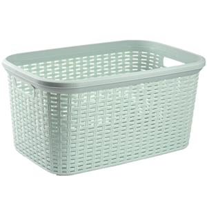 Forte Plastics Set van 3x stuks kunststof open rotan wasmand van 35 liter in het mintgroen -