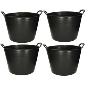 5x stuks flexibele kuip emmers/wasmanden rond zwart liter -