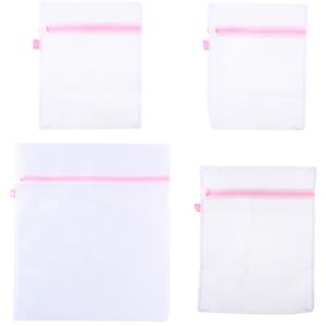 Set van 8x stuks waszakjes - wit/roze - 3 formaten -