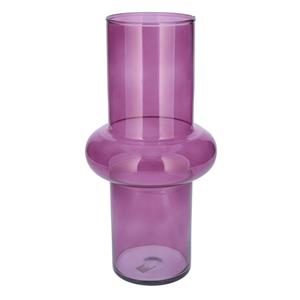 Bellatio Bloemenvaas - paars - transparant gerecycled glas - D15 x H31 cm -