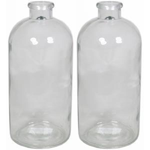 Floran Set van 3x stuks glazen vaas/vazen 1600 ml smalle hals 11 x 20 cm -