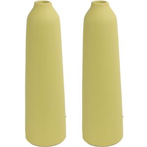 Countryfield 2x stuks bloemenvaas - geel terracotta - D9 x D31 cm - smalle opening -