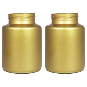 Floran Set van 2x bloemenvazen - mat goud glas - H25 x D17 cm -