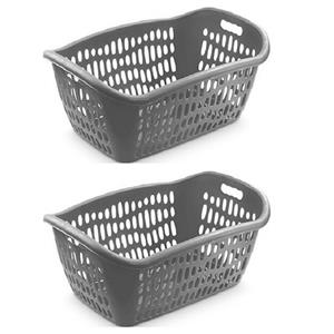 Hega Hogar 4x stuks grijze wasmand liter 61 x 43 x 28 cm -