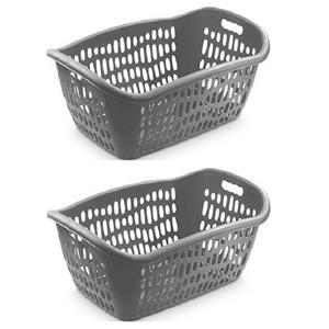 Hega Hogar 5x stuks grijze wasmand liter 61 x 43 x 28 cm -