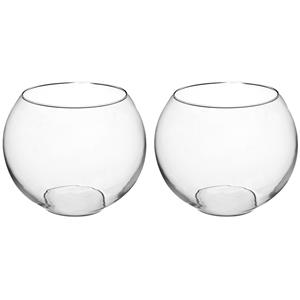 Atmosphera Bloemenvaas - 2x - Ronde Bol model - transparant - glas - H20 x D25 cm -