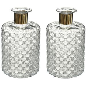 Atmosphera Bloemenvaas - 2x - Elegance - Apotheker Fles vorm - transparant - glas - H26 x D15 cm -