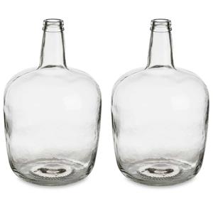 Giftdecor Bloemenvazen 2x stuks - flessen model - glas - transparant - 22 x cm -