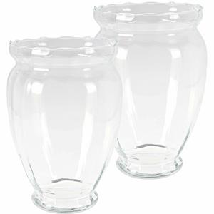 H&S Collection Bloemen vaas - 2x stuks - transparant - glas - H35 cm -