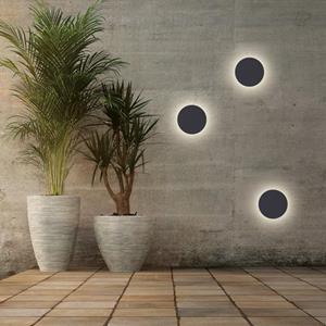Zambelis LED wandlamp E237 voor buiten, Ø 15,5 cm, grafiet
