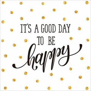 Queence Artprint op linnen Happy