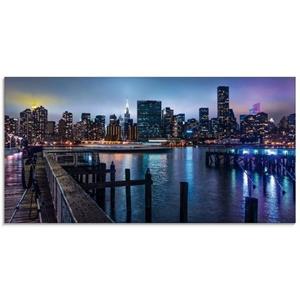 Artland Print op glas New York Manhattan in de schemering in verschillende maten