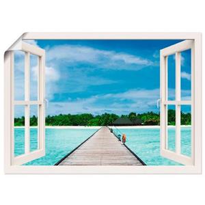 Artland Artprint Blik uit het venster Maldivisch paradijs als artprint op linnen, muursticker of poster in verschillende maten
