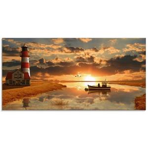 Artland Print op glas Maritieme idylle bij de vuurtoren in verschillende maten