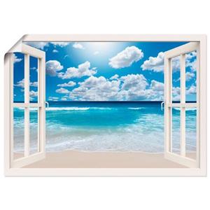 Artland Artprint Blik uit het venster Geweldig strandlandschap als artprint op linnen, muursticker of poster in verschillende maten