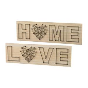 Creativ home Artprint op hout Wanddecoratie, van hout, met een opschrift (set, 2 stuks)