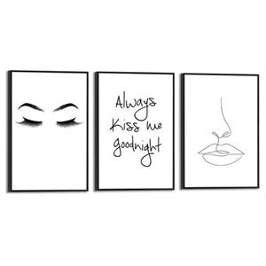 Reinders! Artprint Kus lijnentekening - illustratie - modern - citaat - vrouw (3 stuks)