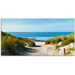 Artland Print op glas Strand met duinen en weg naar het water in verschillende maten