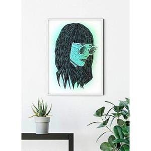 Komar Poster Grid green Hoogte: 70 cm