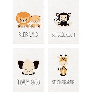 Lüttenhütt Poster Dieren set van 4 in 2 afmetingen (set, 4 stuks)