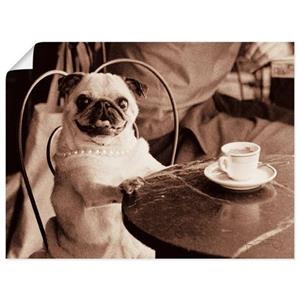Artland Artprint Koffie mopshond als artprint op linnen, muursticker of poster in verschillende maten