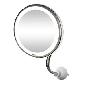 Flexibele cosmetische spiegel met LED -licht en 10 keer vergroting