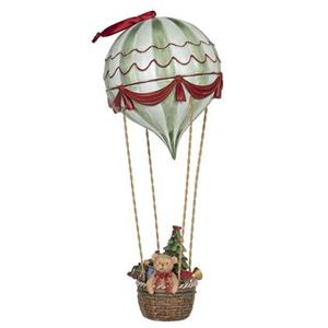 Clayre & Eef Beeld Luchtballon Ø 14x37 cm Wit Groen Kunststof