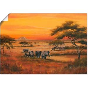Artland Artprint Afrika Olifanten als artprint van aluminium, artprint op linnen, muursticker of poster in verschillende maten