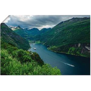 Artland Artprint Blik op het Geirangerfjord Noorwegen als artprint van aluminium, artprint op linnen, muursticker of poster in verschillende maten