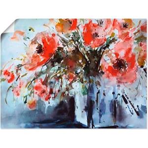 Artland Artprint Papaver in vaas als artprint van aluminium, artprint op linnen, muursticker of poster in verschillende maten