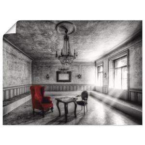 Artland Artprint Lost Place - rode fauteuil als artprint van aluminium, artprint op linnen, muursticker of poster in verschillende maten